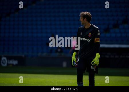 ESPAGNE-FOOTBALL-LA LIGA SMARTBANK-RCD ESPANYOL VS MALAGA CF. RCD Espanyol (13) Diego López lors du match de la Liga SmartBank entre le RCD Espanyol et au stade RCDE, Cornellà, Espagne, le 2 mai 2021. © Joan Gosa 2021 Banque D'Images