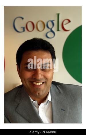 Nikesh Arora... Premier homme de Google en Europe, dans leurs bureaux dans le centre de Londres.pic David Sandison 31/5/2005 Banque D'Images