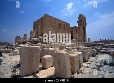 Le Temple de Bel, déjà détruit par ISIL Août 2015, temple de Baal, était une ancienne ruine en pierre situé à Palmyra, Syrie Banque D'Images