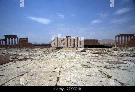 Le Temple de Bel, déjà détruit par ISIL Août 2015, temple de Baal, était une ancienne ruine en pierre situé à Palmyra, Syrie Banque D'Images