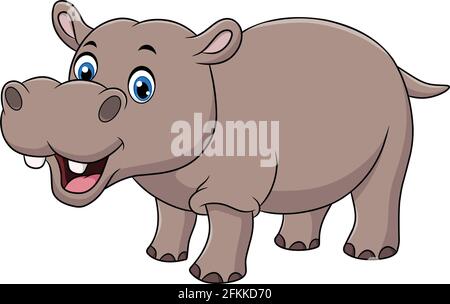 Mignon Hippopotamus dessin animé animal vecteur illustration Illustration de Vecteur