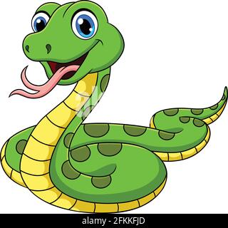 Illustration de vecteur animal de dessin animé mignon Green Snake Illustration de Vecteur