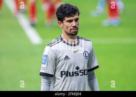 Varsovie, Pologne. 1er mai 2021. Andre Martins de Legia vu pendant le match polonais PKO Ekstraklasa League entre Legia Warszawa et Wisla Cracovie à Stadion Miejski Legii Warszawa im. Marsza?ka Józefa Pi?sudskiego.score final; Legia Warszawa 0:0 Wisla Cracovie. Crédit : SOPA Images Limited/Alamy Live News Banque D'Images