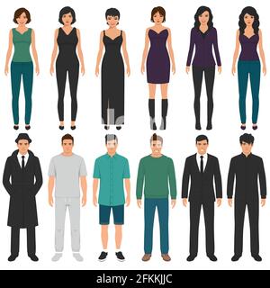 illustration vectorielle du groupe de personnes de dessin animé, homme, femme caractères plats, équipe de bureau d'affaires Illustration de Vecteur