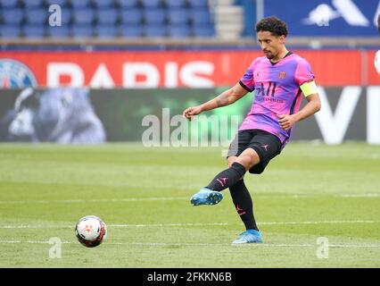 Paris, France, 1er mai 2021, Marquinhos du PSG lors du championnat français Ligue 1 de football entre Paris Saint-Germain (PSG) et RC Lens le 1er mai 2021 au stade du Parc des Princes à Paris, France - photo Jean Catuffe / DPPI Banque D'Images