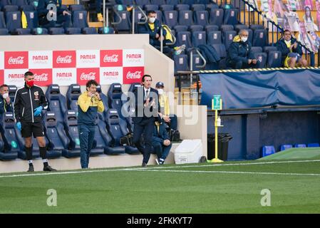 Villarreal, Espagne. 02 mai 2021. Unai Emery de Villarreal CF en action pendant le match de football espagnol de la Liga entre Villarreal et Getafe à l'Estadio de la Ceramica. (Note finale; Villarreal CF 1:0 Getafe CF) crédit: SOPA Images Limited/Alay Live News Banque D'Images