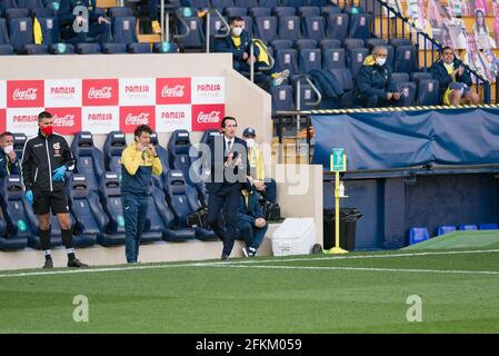 Villarreal, Espagne. 02 mai 2021. Unai Emery de Villarreal CF en action pendant le match de football espagnol de la Liga entre Villarreal et Getafe à l'Estadio de la Ceramica. (Note finale; Villarreal CF 1:0 Getafe CF) (photo de Xisco Navarro Pardo/SOPA image/Sipa USA) crédit: SIPA USA/Alay Live News Banque D'Images