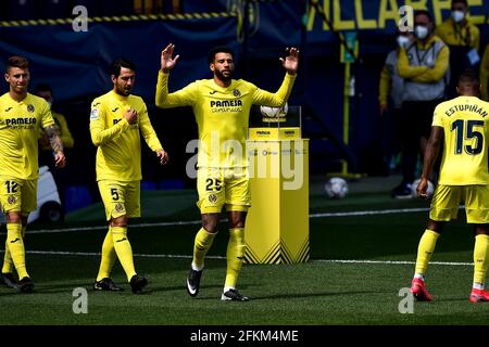 VILLAREAL, ESPAGNE - 2 MAI : Dani Parejo de Villarreal CF et Etienne Capoue de Villarreal CF pendant le match de la Liga Santander entre Villarreal CF et Getafe CF à l'Estadio de la Ceramica le 2 mai 2021 à Villareal, Espagne (photo de Pablo Morano/Orange Pictures) Banque D'Images