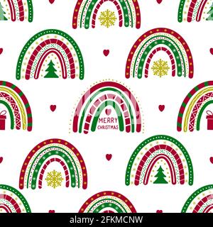 Motif sans coutures en forme de boucles de Noël style bohémien. Arrière-plan des vacances d'hiver dessinées à la main. Modèle vectoriel pour tissu, textile, vêtements pour enfants, papier peint, wrappin Illustration de Vecteur