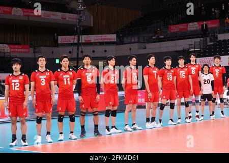 Ariake Arena, Tokyo, Japon. 1er mai 2021. Groupe d'équipes du Japon, 1er MAI 2021 - Volleyball : Jeux internationaux de Volleyball -Tokyo Challenge 2021- entre le Japon 3-2 Chine à Ariake Arena, Tokyo, Japon. Credit: YUTAKA/AFLO SPORT/Alay Live News Banque D'Images