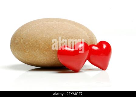 Cœur rouge et pierre Banque D'Images