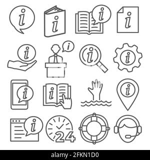 Icônes de ligne d'information définies sur fond blanc Illustration de Vecteur