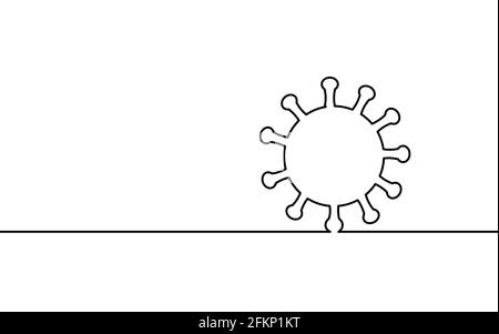 Concept de sécurité art continu d'une seule ligne. Esquisse manuelle sans danger du coronavirus pandémique COVID. Gants masque épidemia pneumonie allergie blanc Illustration de Vecteur