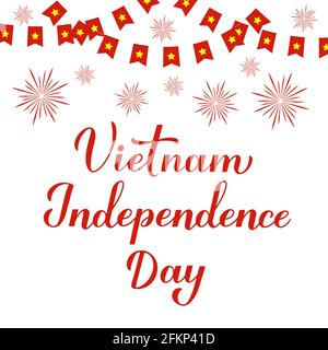 Calligraphie à la main le jour de l'indépendance du Vietnam. Fête nationale vietnamienne célébrée le 2 septembre. Modèle vectoriel pour poster typographique, Ban Illustration de Vecteur