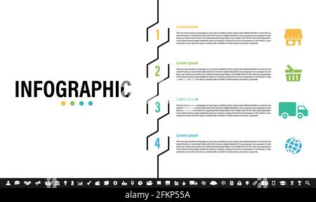 Modèle de conception graphique avec illustration de vecteur de concept métier avec 4 les étapes, les options ou les processus représentent le flux de travail ou le diagramme Illustration de Vecteur