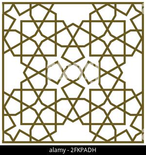 Décoration géométrique basée sur l'art islamique traditionnel.lignes de couleur marron.motif dans le cadre . Illustration de Vecteur