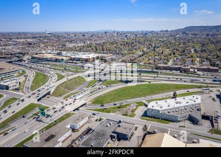 Échange entre 15 et 40 à Montréal, vue aérienne Banque D'Images