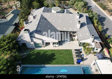 Une vue aérienne de la Los Angeles Rams Draft House at11902, rue Ellice, le dimanche 2 mai 2021, à Malibu, Calif. Banque D'Images