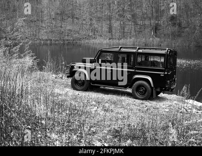 Land Rover Defender LWB pause 1993 Banque D'Images