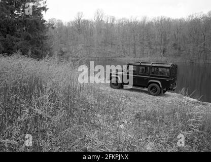 Land Rover Defender LWB pause 1993 Banque D'Images