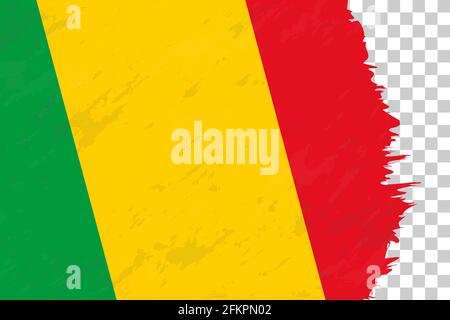 Résumé horizontal Grunge Brushed drapeau du Mali sur la grille transparente. Modèle vectoriel. Illustration de Vecteur