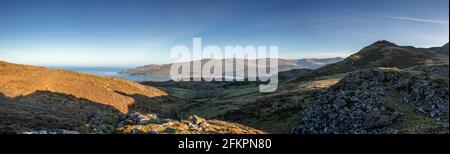 Panorama surplombant l'estuaire du Mawddach, dans l'ouest du pays de Galles Banque D'Images