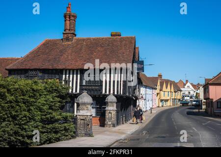 Vue sur l'ancien siège de Colchester, un bâtiment C16 présentant encore des trous de balle dans ses poutres depuis le siège de Colchester (1648), Essex, Royaume-Uni Banque D'Images