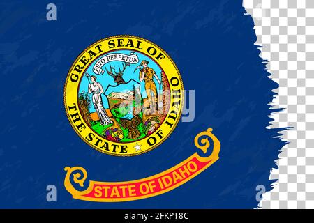 Résumé horizontal Grunge drapeau brossé de l'Idaho sur la grille transparente. Modèle vectoriel. Illustration de Vecteur