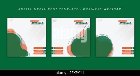 Ensemble de modèles de publication sur les réseaux sociaux avec design orange vert. Conception simple de modèle de publication sur les réseaux sociaux. Bon modèle pour la conception de bannières Web. Illustration de Vecteur