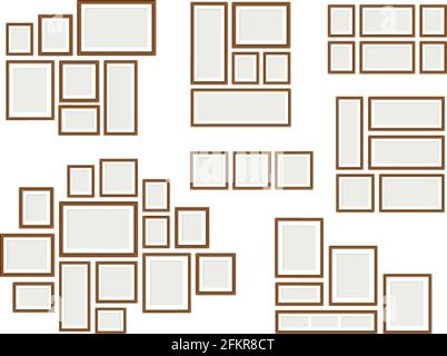 Collages de cadres photo. Exposition d'images décoratives, maquettes de cadres vierges. Galerie familiale, décorations murales illustration vectorielle Illustration de Vecteur