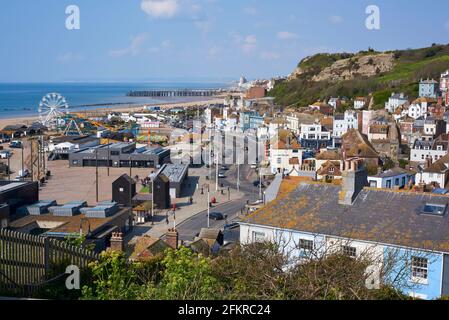 Hastings Old Town, East Sussex, South East England, de East Hill Banque D'Images