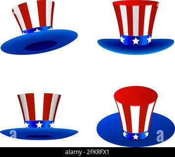 4 juillet éléments. ensemble de chapeaux isolés pour l'indépendance américaine Illustration de Vecteur