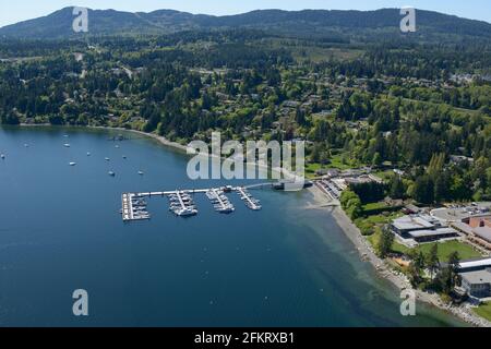 Port de plaisance de Mill Bay, photo aérienne, île de Vancouver (Colombie-Britannique) Banque D'Images