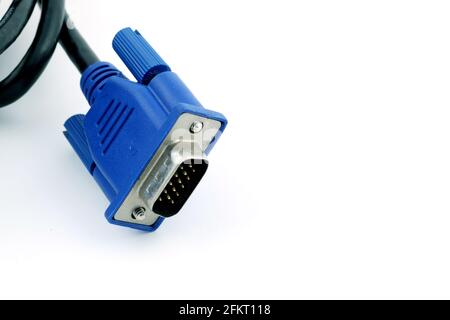 VGAçable bleu isolé sur fond blanc Banque D'Images