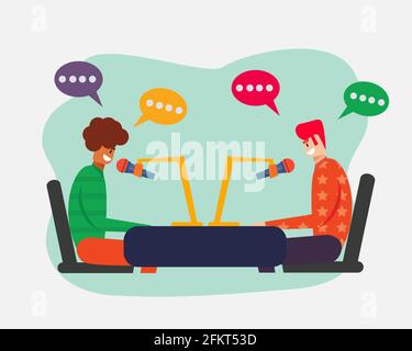 illustration du vecteur de concept de collaboration de podcast dans un style plat Illustration de Vecteur