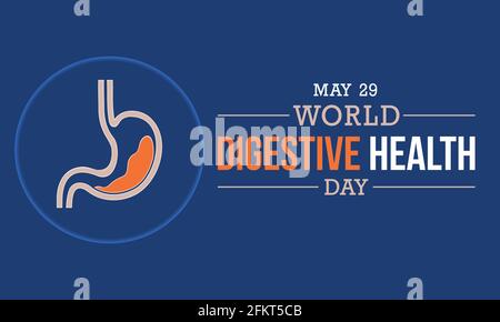 La Journée mondiale de la santé digestive est célébrée chaque année le 29 mai. Diagnostic et traitement de la gastrite, modèle de campagne de sensibilisation à la santé de l'estomac. Illustration de Vecteur