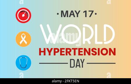 Journée mondiale de l'hypertension prévention de la santé et sensibilisation concept de vecteur célébré chaque année le 17 mai. Modèle de sensibilisation à la Journée de l'hypertension. Illustration de Vecteur