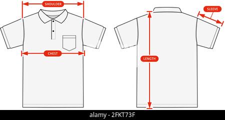 Illustration vectorielle du tableau des tailles de vêtements ( polo à manches courtes ) Illustration de Vecteur