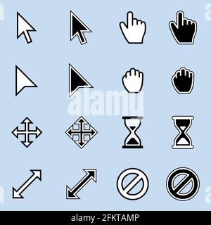 Conception de différents types d'icônes de curseur, différents types d'icônes de curseur de souris Illustration de Vecteur
