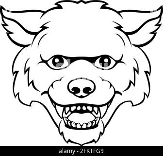 Mascotte loup heureux mignon personnage Illustration de Vecteur
