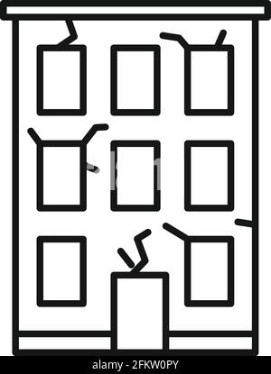 Icône de bâtiment détruit, style de contour Illustration de Vecteur