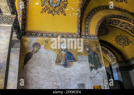 Istanbul, Turquie - 12 mai 2013 : détail en mosaïque de Sainte-Sophie Banque D'Images