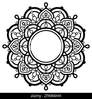 Art vectoriel indien Mandala avec espace vide pour le texte, design géométrique parfait pour les cartes de vœux ou les invités de mariage Illustration de Vecteur