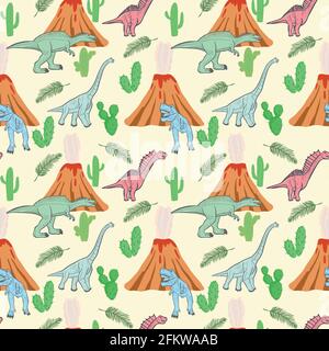 Motif sans couture avec dinosaures. Vecteur. Illustration de Vecteur