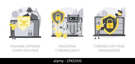 Illustrations vectorielles de concepts abstraits de protection et de sécurité antivirus. Illustration de Vecteur