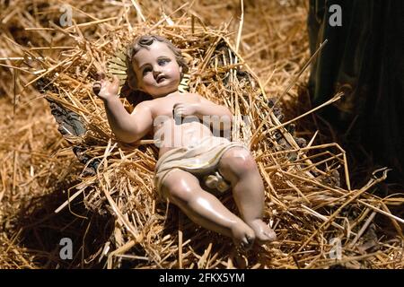 Jésus enfant dans le berceau Banque D'Images