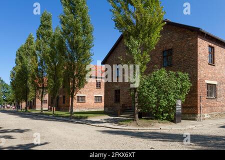 Casernes, camp de concentration Memorial Auschwitz I, Pologne Banque D'Images