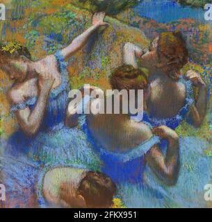 Titre: Blue Dancers Créateur: Edgar Degas Date: c.1899 Moyen: Pastel sur papier Dimensions: 65x65 cms emplacement: Pushkin Museum, Moscou, Russie
