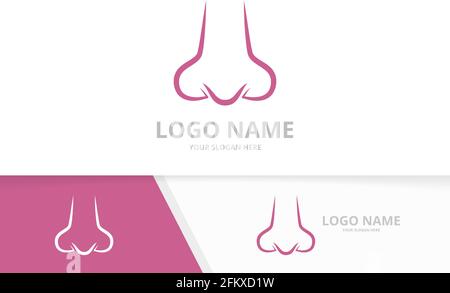 Combinaison de logo de nez. Otolaryngologie , modèle de conception de logotype d'anatomie humaine. Illustration de Vecteur