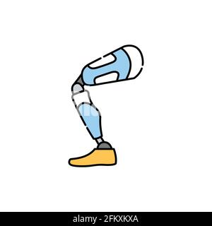 Icône de ligne de couleur de pied artificielle bio. Handicap. Elément vectoriel isolé. Pictogramme de contour pour la page Web, l'application mobile, la promotion Illustration de Vecteur